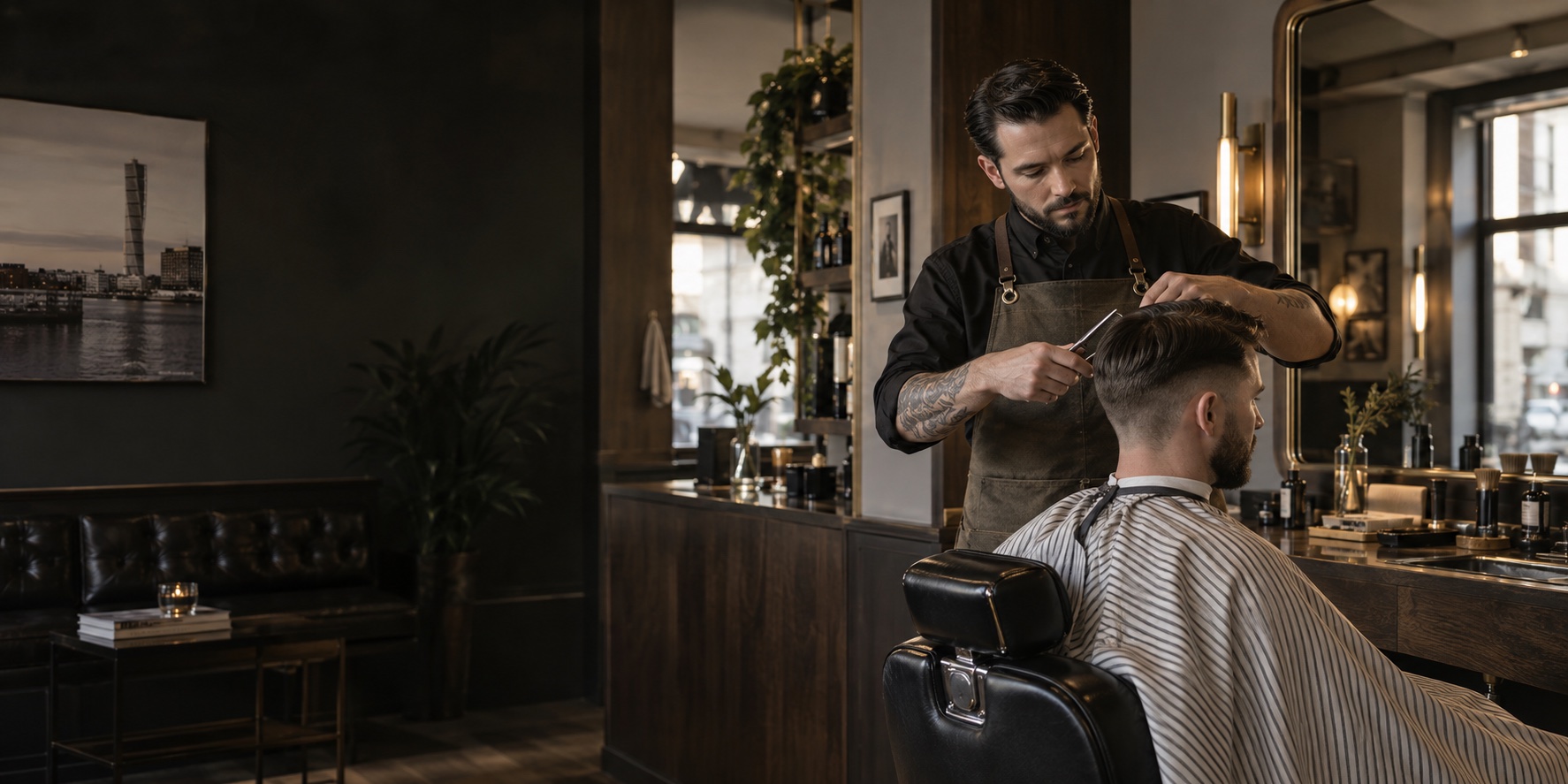 Konceptbild av barberare som klipper en kund